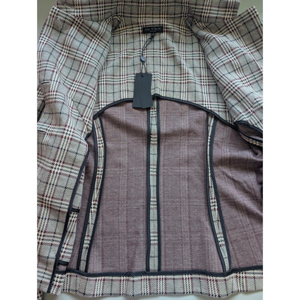NWT Rag & Bone Slade Plaid Italian Cotton Blazer Size 0 Grey Plaid #4E452 - Picture 8 of 11